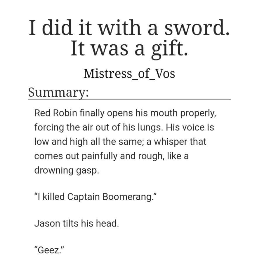 mistressofvos's tweet photo. JayTim week 2021 day 2: Fall from grace.
I mean, better late than never?
"I did it with a sword. It was a gift."
https://t.co/Ba1Wom7z46
#JayTim #JayTimWeek2021 @JayTimWeek https://t.co/SXcmTSVSAV