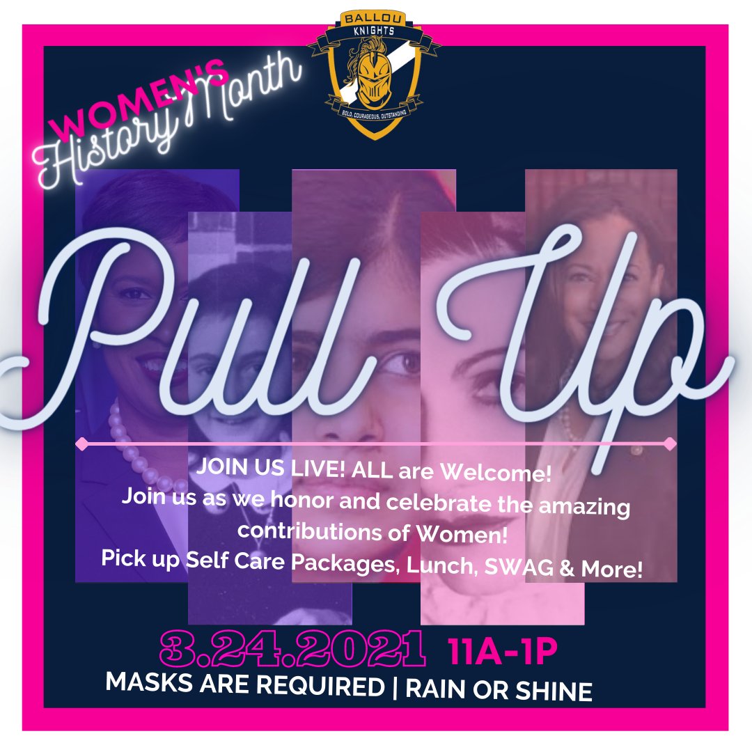 BallouDC's tweet photo. We hope you'll join us for another pull-up event! Please help us celebrate Women's History Month. We'll see you on Wednesday from 11:00am-1:00pm in the parking lot! #ChooseBallou #uKNIGHTed 💙💛 https://t.co/KhQwYOA8WC