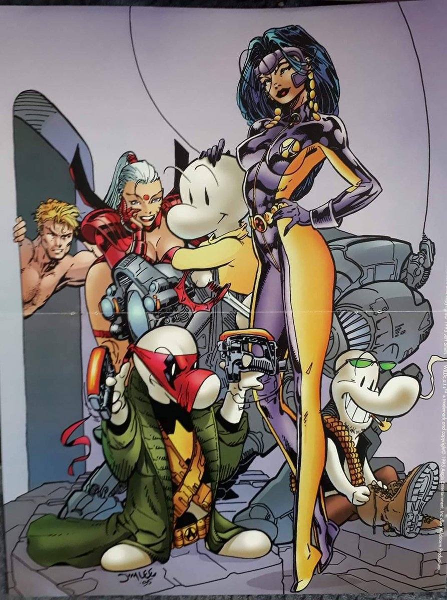 comixfactory's tweet photo. 1995: i #WildStormStudios di @JimLee lanciano l'etichetta #HomageComics destinata a ospitare serie indie sotto l'egida della @ImageComics, facendole così conoscere al grande pubblico. Lo stesso Lee da il benvenuto a @jeffsmithsbone e al suo #Bone con questo spettacolare poster https://t.co/1lwcSUC7KH