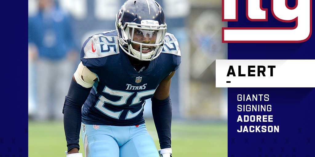 NFL's tweet image. Giants signing CB Adoree' Jackson. (via @RapSheet)