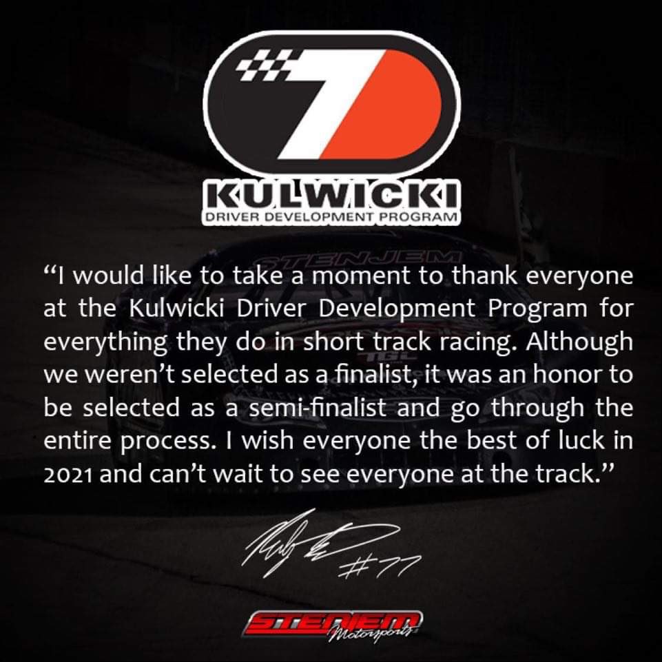 77stenjem77's tweet image. Congratulations to everyone who made the Final 7. Definitely a tough group of racers. Looking forward to continue to improve our program and trying again next year 🏁 @KulwickiDDP