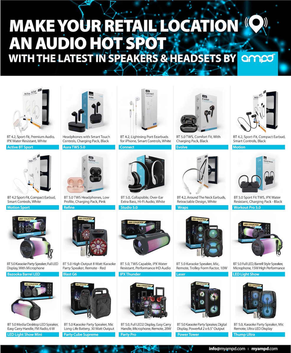 my_ampd's tweet photo. MAKE. MORE. MONEY! Ensure That Your Retail Locations Are AMPD Audio Hot Spots With A Wide Selection Of Cutting Edge Speakers &amp; Headphones. https://t.co/47wWIZ1eqb #GETAMPD https://t.co/9WcT1DeHsM