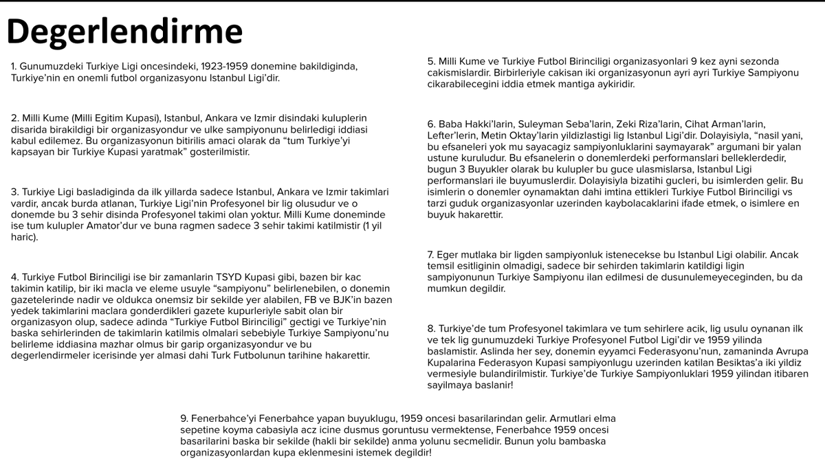 Sampiyonluk sayılarına yonelik olarak FB ve yandaşlarınca yapılan algılara, yaratilan kafa karisikliklarina ve de demagojilere karşı bir özet olarak iki slide hazırladım. Biri organizasyonların zamanına yonelik, biri de genel degerlendirme. Paylasirsaniz sevinirim. #Galatasaray