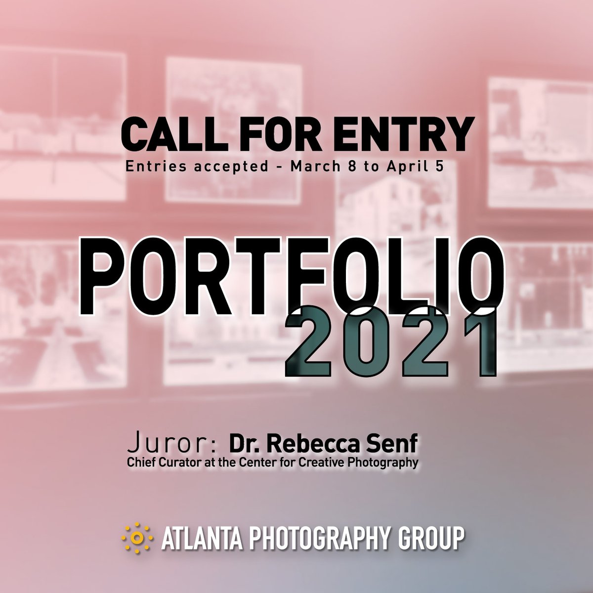 Call for Entries - PORTFOLIO 2021
Deadline - April 5

Portfolio 2021 :: Juror - Dr. Rebecca Senf

AtlantaPhotographyGroup.org

#apggallery #photography #callforentries #photographyentry #fineartphotography #atlantaart #contemporaryart #exhibition #photogallery <a href="/AtlantaOCA/">Atlanta Office of Cultural Affairs</a> <a href="/FULTONARTS/">Blast Foundation‎ ‎ ‎ ‎ ‎ ‎</a>