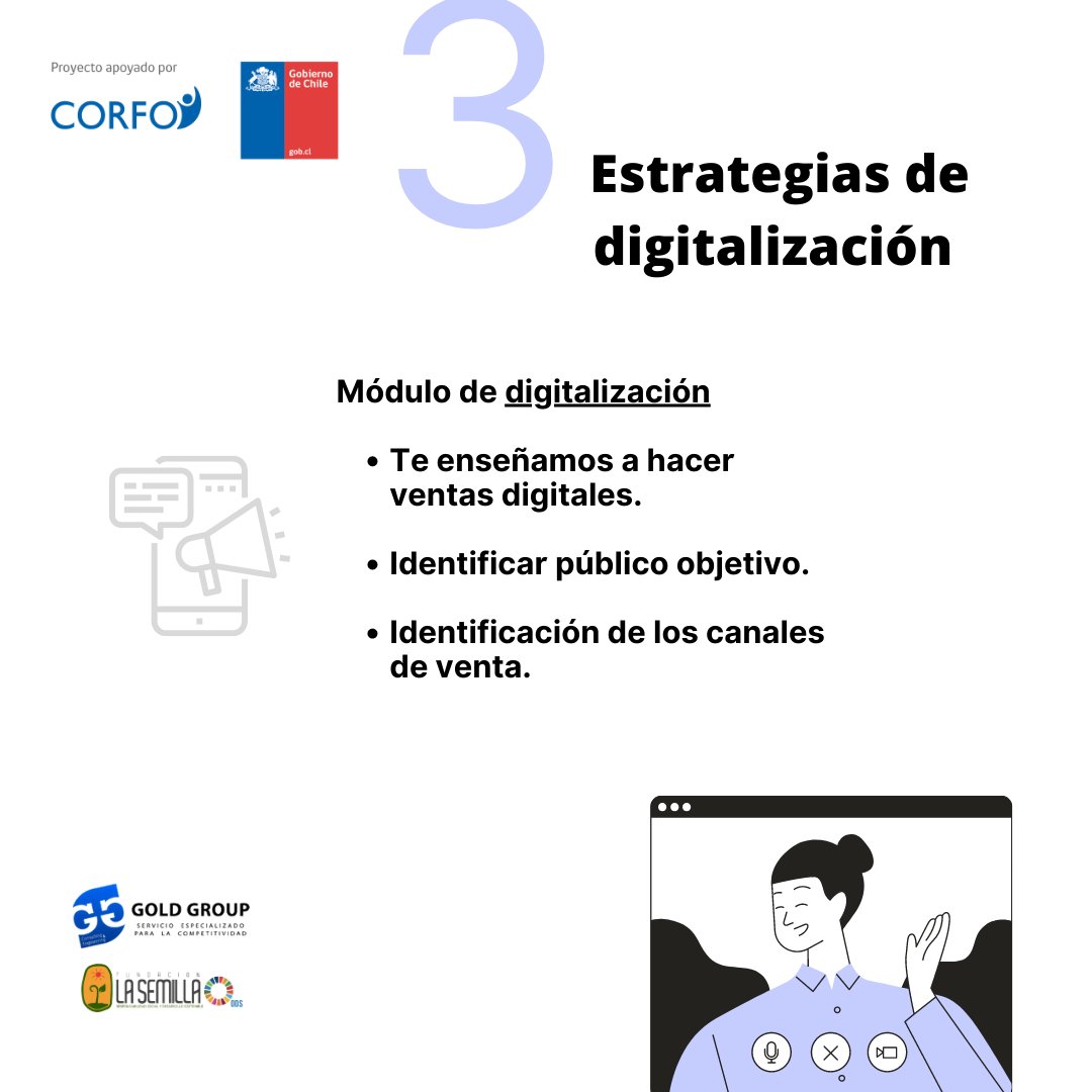GoldGroupChile2's tweet photo. 📣 Si tienes una micro o pequeña empresa en las regiones de Atacama o Antofagasta, y necesitas reactivar tus ventas, te invitamos a participar de este programa de Corfo.
🖥️ Inscripciones hasta el 26 de marzo⬇️
https://t.co/qaRWMdQ3z9

@CorfoAntofa @CorfoAtacama @fundlasemilla https://t.co/GKszNZYOoz