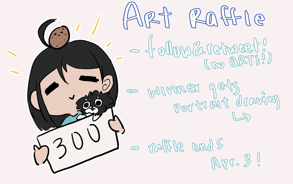 Keyutea's tweet photo. Thanks for 300 followers 🌟
to celebrate ill be hosting a drawing giveaway! 

To enter: 
- Follow &amp; retweet! (No QRT) 
- 1 winner gets a portrait drawing! (Fanart or OC)
- Raffle ends on APRIL 3RD, 2021 !! https://t.co/8by9vlf2md