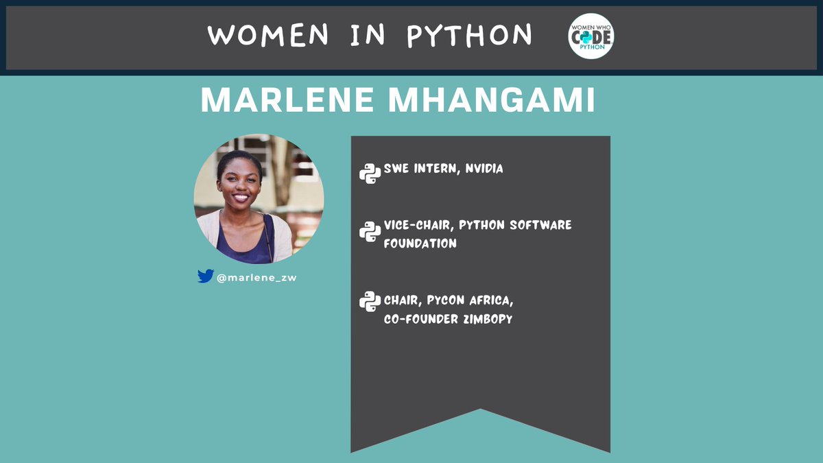 womensoftwarepy's tweet image. As we journey towards this series, we would like to honor a special person. Marlene Mhangam(@marlene_zw)
She has brilliantly contributed to the community as a Vice Chair, Python Software Foundation and is a SWE Intern NVIDIA.
#womenwhocode #womeninpython #womenshistorymonth