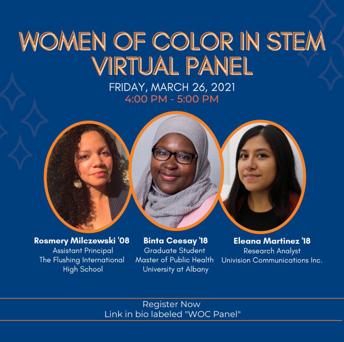 newpaltz's tweet photo. You are invited to attend this year's Women of Color in STEM Virtual Panel. This event is open to everyone. Please use this google form to register: https://t.co/YhlexMAr1v  #NPsocial #NewPaltz #SUNYNewPaltz https://t.co/CFYRbt3mKT