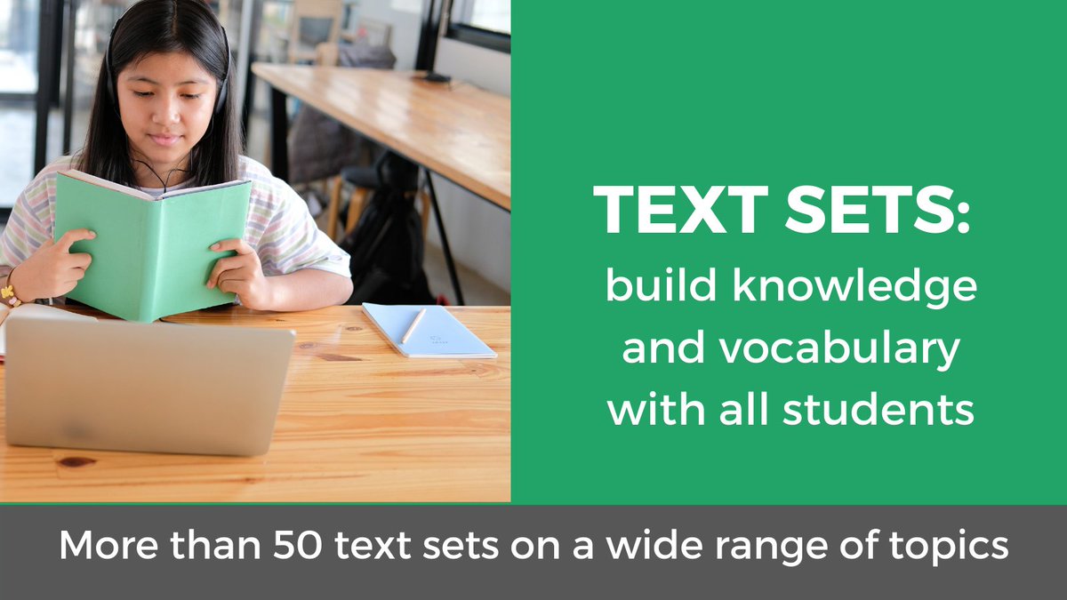learnwithSAP's tweet photo. Did you know that one of the most important factors in reading comprehension is background knowledge? Text sets build students' knowledge so they can read increasingly complex texts. Explore our K-12 collection: https://t.co/eeZlbaOfoC #elachat #engchat #STEM https://t.co/PiPJ9DzacM