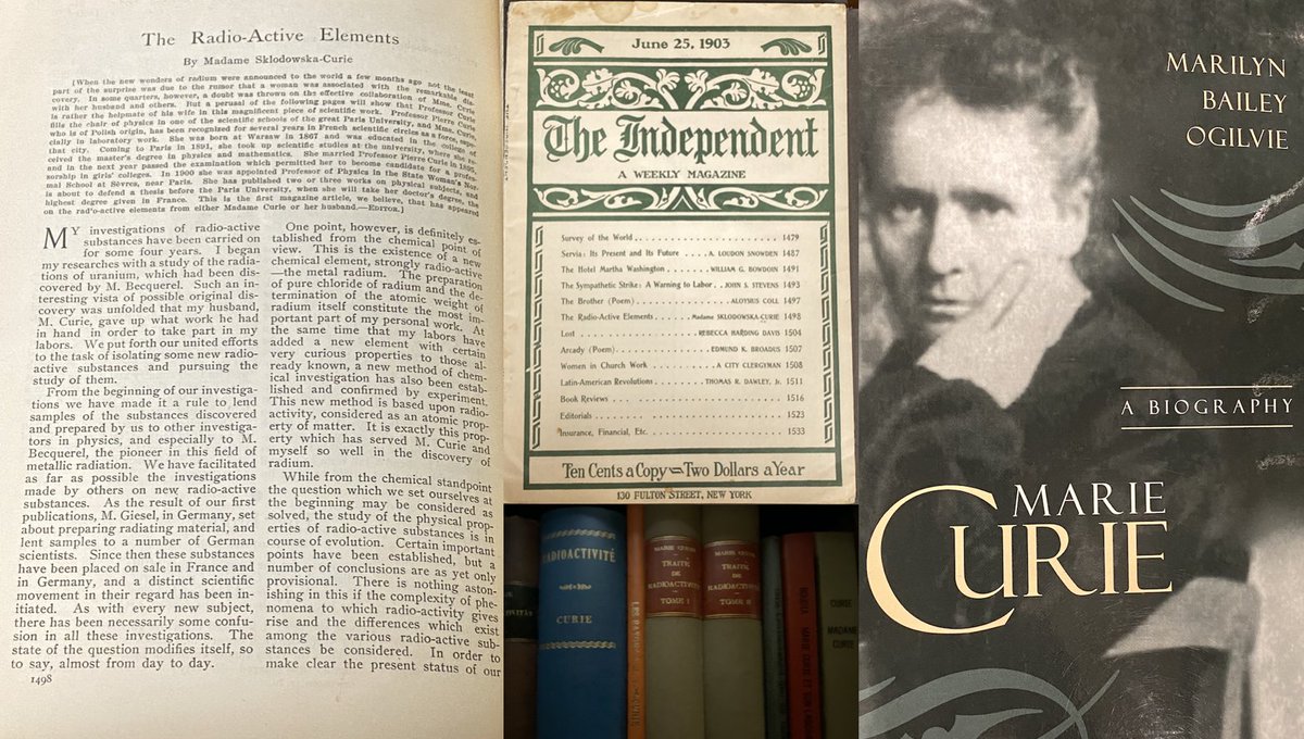 PalmeriJoAnn's tweet photo. #SpecialCollections Image-A-Day📚⚛️
Works from the #HistSci Collections @OU_Libraries relating to Marie Curie, including 2001 biography by Marilyn Bailey Ogilvie (born #OTD) #histphy #WomenInScience #WomensHistoryMonth https://t.co/JT6YytEF4t