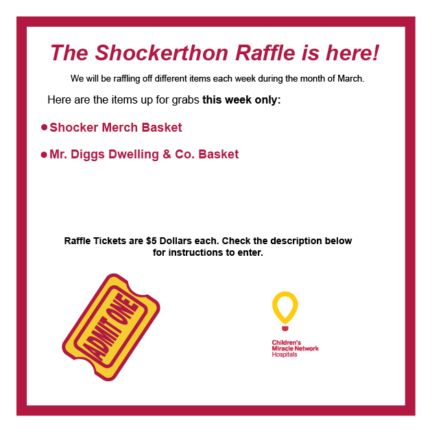 SHOCKERTHON's tweet photo. The final week of the raffle is here! Congratulations to Jeanize Winsor and Michelle Page-Bradford for winning last week's items. We'll be in touch to get your items to you. Take a look below to see what this week's items are. https://t.co/WQqEI5ZuY1