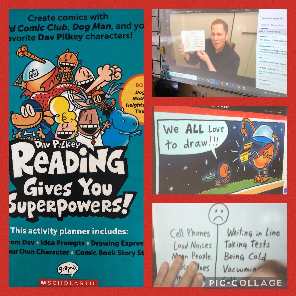 KellyLSilverman's tweet photo. Hanging out with Dav Pilkey @Scholastic @SacredHeartRCSD @RCSD_No81 This was a great addition to our @rcsdela Adventure Unit! #readinggivesyousuperpowers https://t.co/02H1w2h1rQ