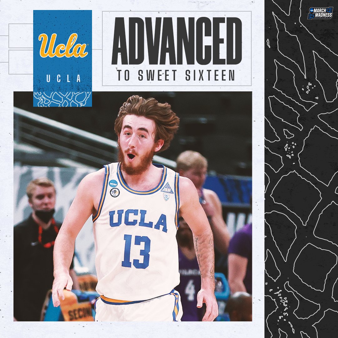 MarchMadnessMBB's tweet photo. THE BRUINS KEEP ON ROLLING 👏

(11) UCLA takes care of (14) Abilene Christian 67-47 to move on to the #Sweet16! #MarchMadness https://t.co/4WmeoIkopx