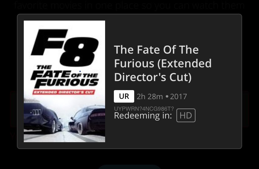 Free digital movie code!
#fateofthefurious
#moviesanywhere
#moviecodes