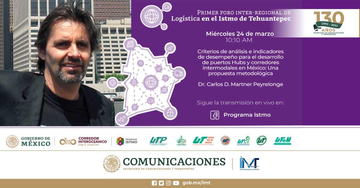 IMT_mx's tweet photo. Seremos partícipes del Primer Foro Inter-regional de Logística en el #Istmo de Tehuantepec:
🗓️ Mañana
🕙 10:10 AM
#EnVivo📹: Facebook

Organizado por el Corredor Interoceánico del Istmo de Tehuantepec, el Programa Istmo y la DG de Universidades Tecnológicas y Politécnicas. https://t.co/gRwQ10AKhQ