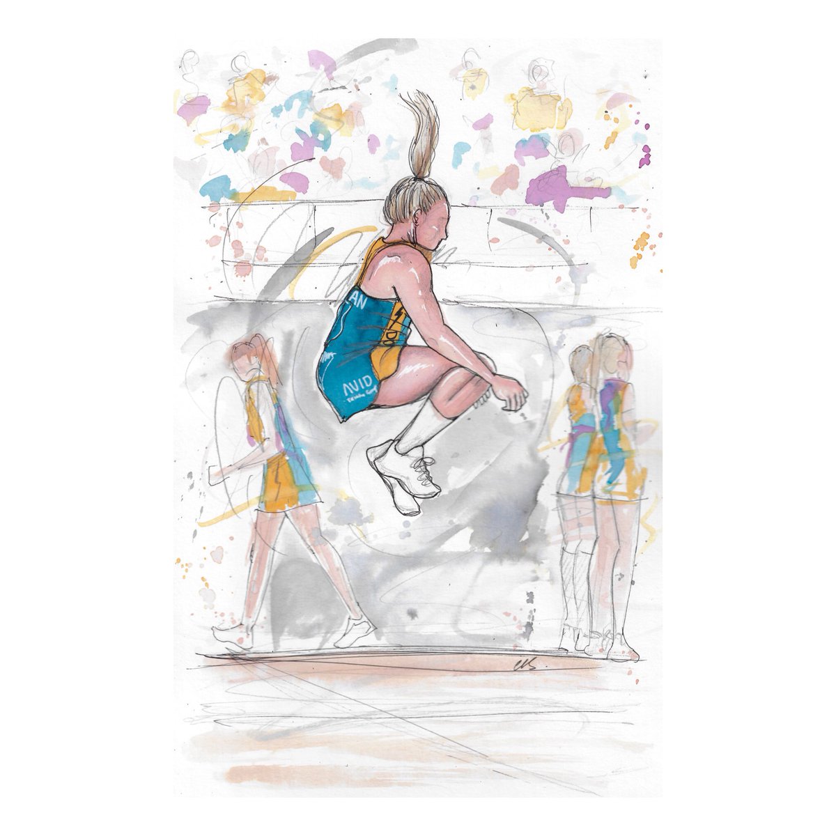 • L A N G M A N •
Another #netball retirement gift for the GOAT <a href="/6Lauz/">Laura Langman</a> 
Commissioned by her incredible team mates <a href="/sc_lightning/">Sunshine Coast Lightning</a> 
Was such a privilege to be asked! If you would like your own scribble of you, your team/netball family do not hesitate to get in touch