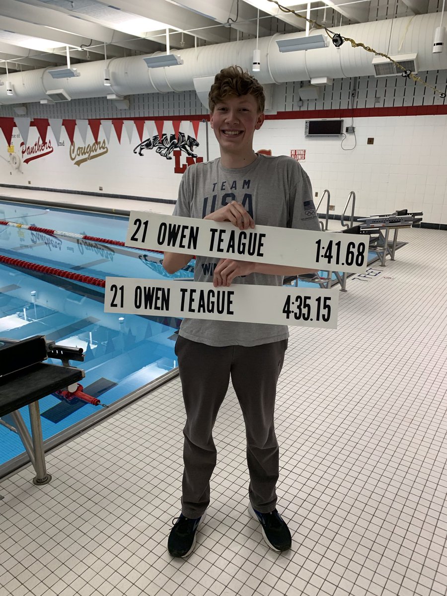 It’s official....2-  NEW High School Records by Teague. One in the 200 Freestyle and the other in the 500 Freestyle. Congrats!