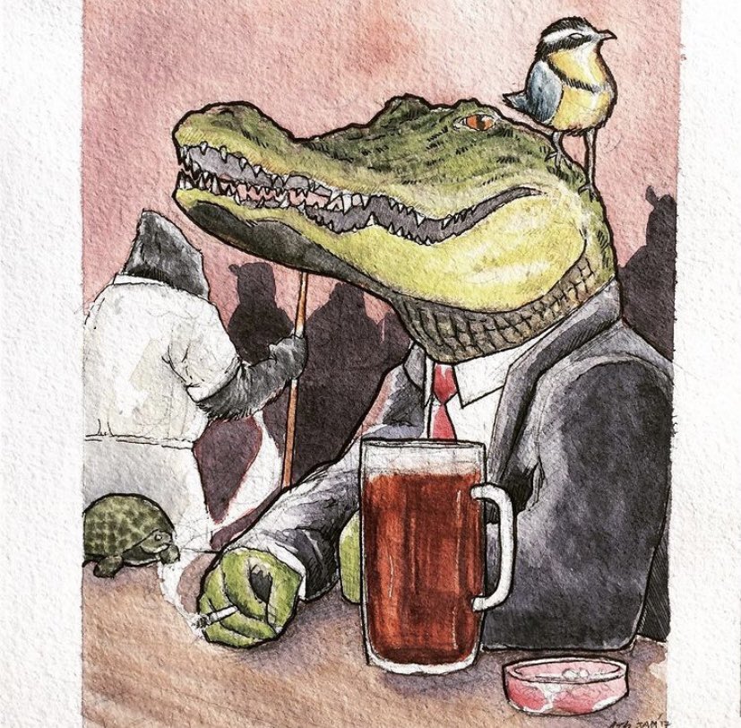 inkchievous's tweet photo. Happy Monday! Here’s a quick look at a re-design of a character from my Watering hole series I completed back in 2017. It’s always fun to breath new life into old characters! #art #illustration https://t.co/iAfEwM4Uyi