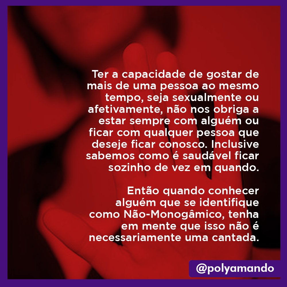polyamando's tweet photo. Já observou que para algumas pessoas se apresentar como "Não Mono" é semelhante a dizer que está livre e interessado?
#Polyamando #Poliamor #Polyamory #Amorlivre #RelaçõesLivres #desconstrução #Formasdeamar #Amorlibre #RelaçãoAberta #NaoMonogamia #Monogamia https://t.co/nrrYAvJf6f