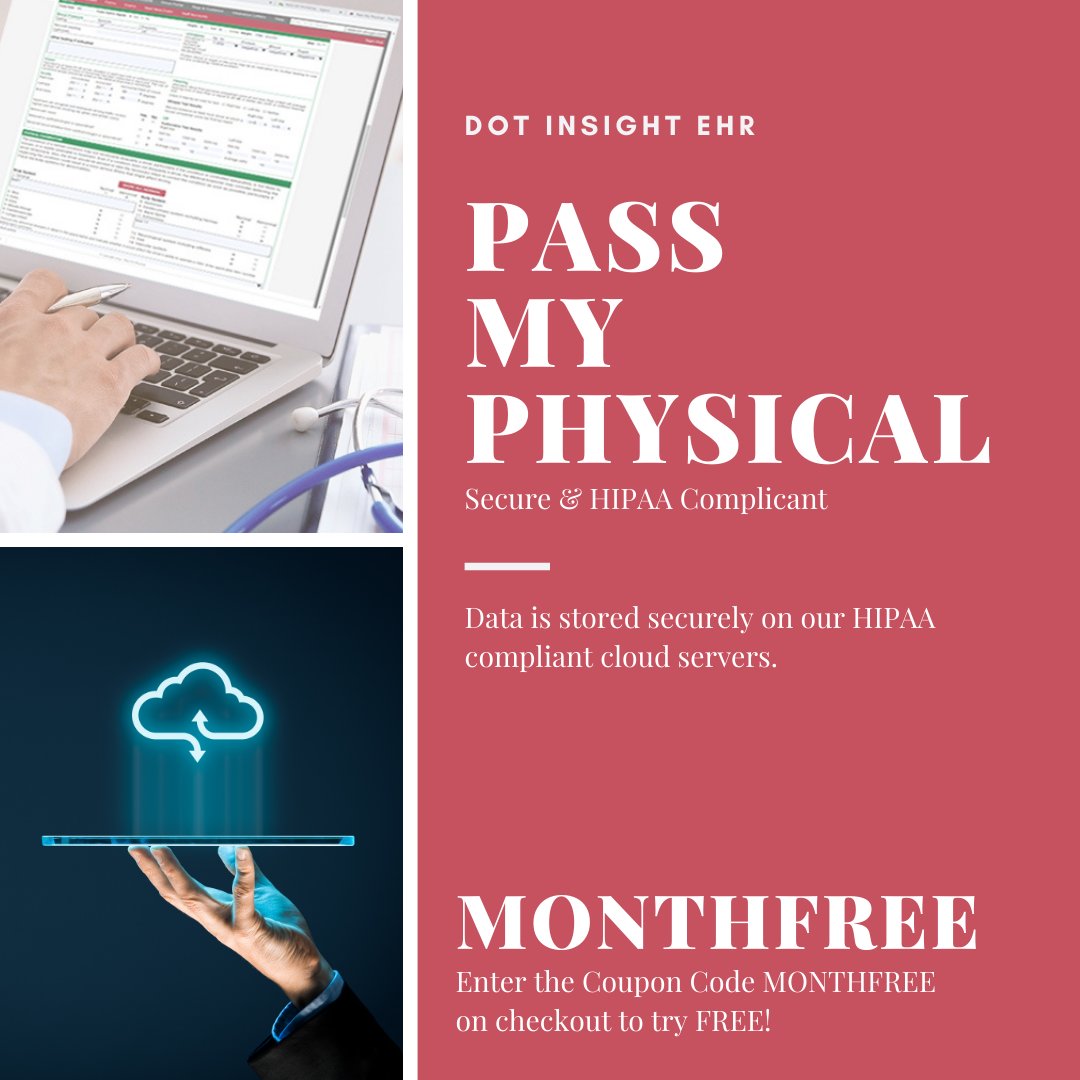 PassMyPhysical's tweet photo. Stop doing paper exams and dealing with huge paper storage. DOT Insight EHR will move you into the 21st century with HIPAA compliant electronic exam storage! Try it free for 1 month, start a trial today!

https://t.co/G6RC0UQlIO https://t.co/FGVnxT4vSu