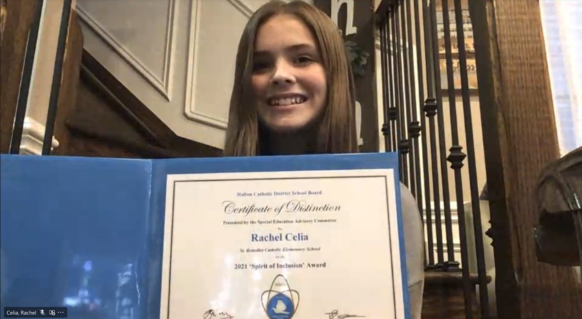 HCDSB's tweet photo. At tonight's @hcdsbSEAC meeting, Rachel Celia from @StBeneHCDSB and Robby Persaud from @HolyTrinityOak were announced recipients of this year's Spirit of Inclusion Award!! 🏆👏 

Congrats, Rachel &amp; Robby! Thank you for your commitment to acceptance &amp; inclusivity! #HCDSBbelonging https://t.co/oy4f50Hg3I