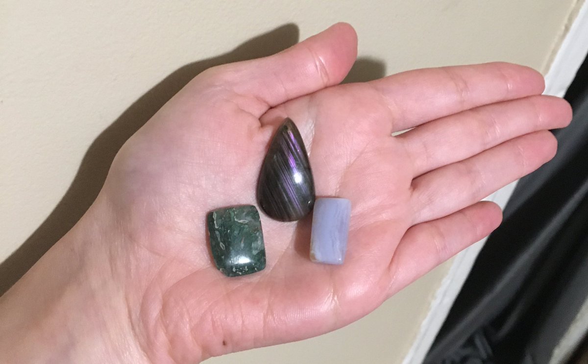 More cabs from  @anahatasol! Moss agate, purple labradorite & blue lace agate! 