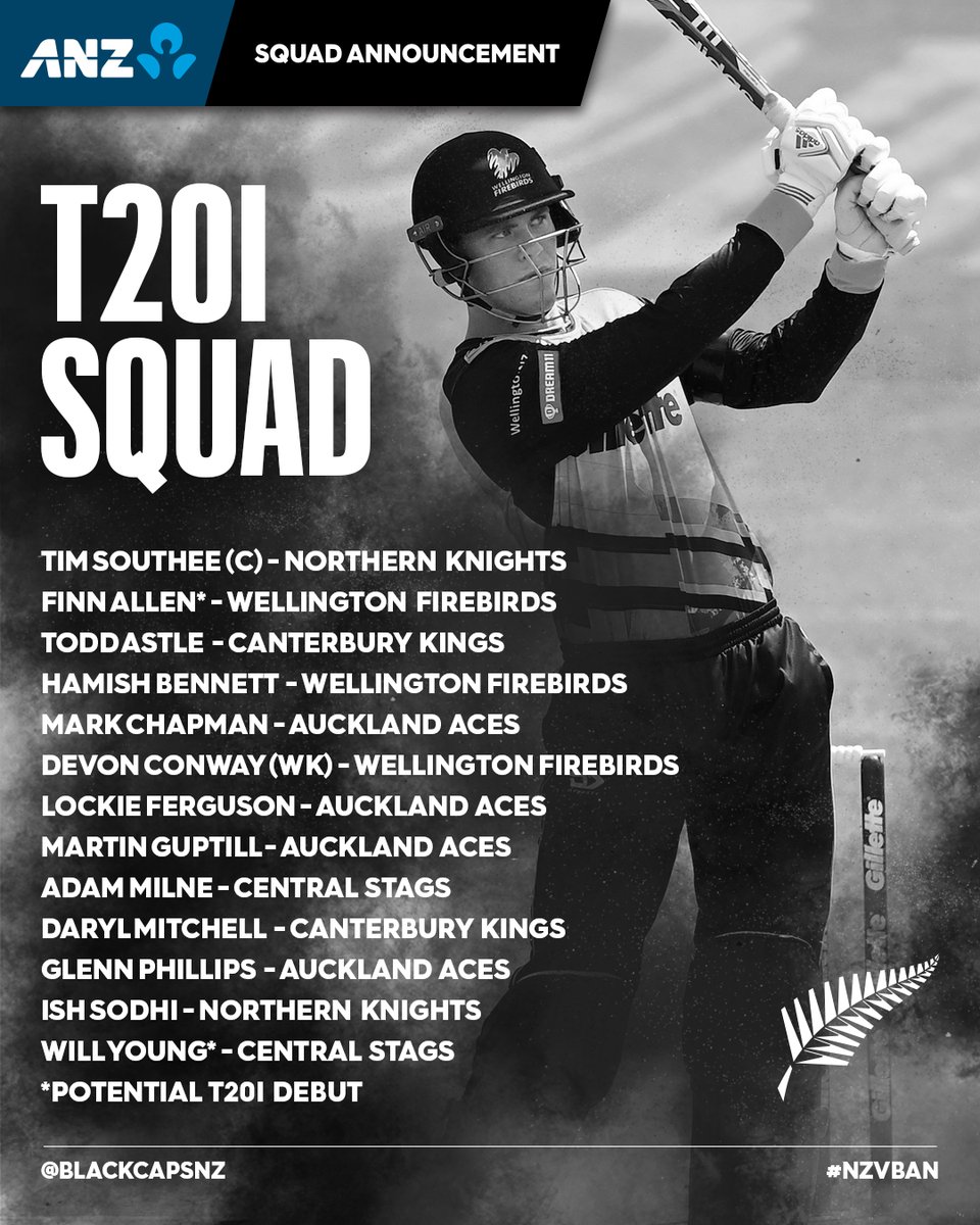 BLACKCAPS's tweet image. The first T20I against @BCBtigers is on Sunday at Hamilton's Seddon Park! The match is a double-header with the @WHITE_FERNS and @AusWomenCricket. Squad details | on.nzc.nz/3972p6e #NZvBAN