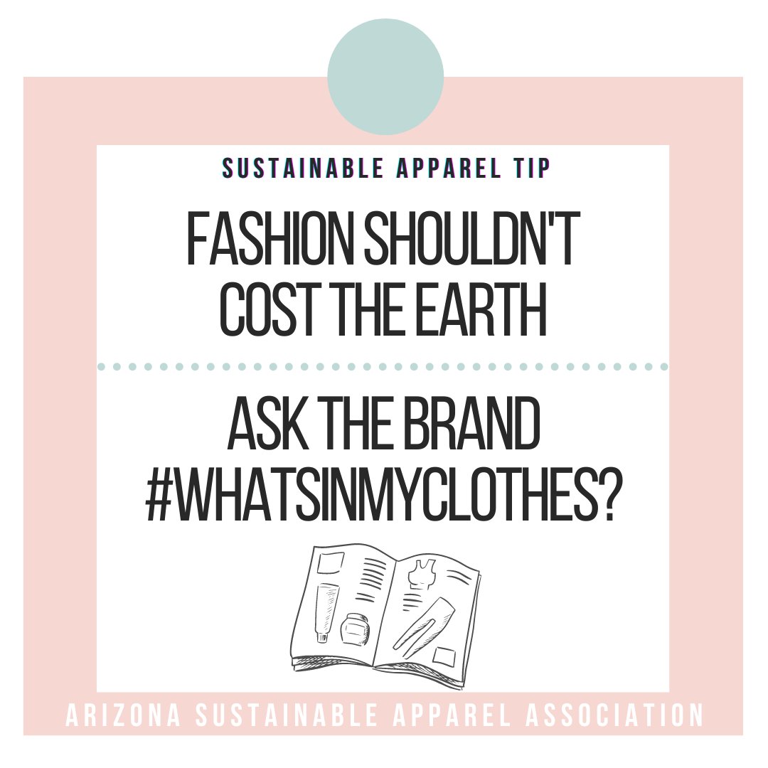 azsaaorg's tweet photo. In light of Fashion Revolution Week coming up between April 19 and April 25, let’s join @Fash_Rev by asking #whatsinmyclothes?

Ask your favorite brands #whatsinmyclothes to hold them accountable for their impact on wildlife, climate, and biodiversity! #growingtogether #azsaa https://t.co/289KjVuez6