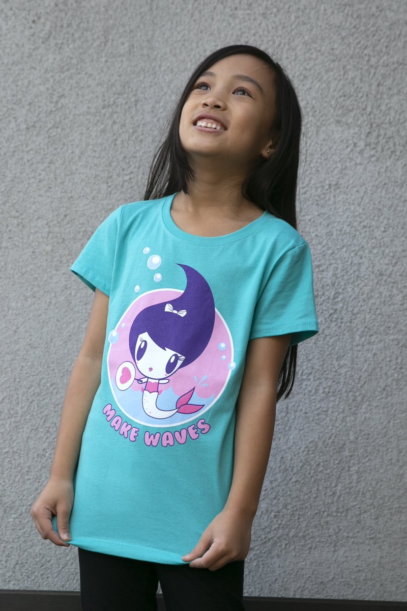 _Lolligag_'s tweet photo. New "Make Waves" Lolligag Kids Tee, available in our online shop this Friday @12:00 Noon, Pacific Time. Perfect for spring and summer! #lolligag #mermaid #kawaii #makewaves https://t.co/PYrBDNJ92j