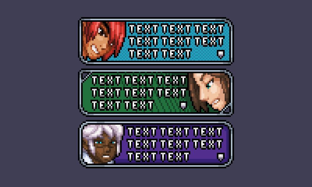 SazdxHikari's tweet photo. For today just some very simple #textboxes with mugshots :3. I'm curious, what do you think they're saying? #PixelArt #Art #ใใใ็ตต #pyxelEdit @PyxelEdit #pixel_dailies @Pixel_Dailies https://t.co/NPVS16f8L9
