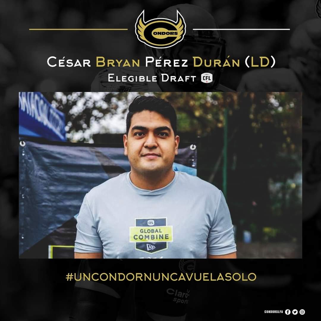 #LegiónCondor
.
César Pérez Durán es otro de los  los legionarios de  los #CondorsLFA  que podrán formar parte del DRAFT 2021.
.
Felicitaciones por tu desempeño en el Combine CFL /LFA.
.
#UnCondorNuncaVuelaSolo