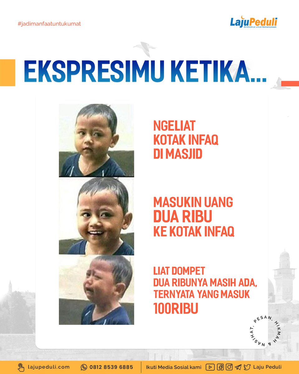 LajuPeduli's tweet photo. Pernah Ngalamin Sahabat???
Hehe
Ceritakan pengalamanmu #nge-blank serupa di komentar yah Sahabat
https://t.co/MVKKzE3Sp7
#ekspresi #ekspresilucu #anakkecillucu #anakkecil #kotakamal #infaqgandum #LihatDenganJernih #kocakbanget #ekspresi #blankmeme
#momentketika #moment #blank https://t.co/N5V4WMNwXM