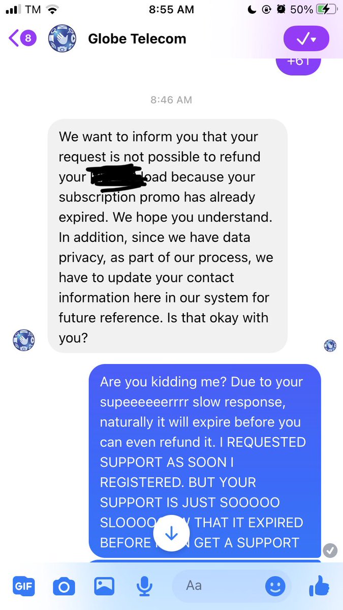 marigelviii's tweet photo. What a new way of scamming people. They’ll give you promo but give you error. You ask for refund and they’ll reply after the promo expired. Then they’ll tell you “sorry we cant refund because it already expired” What a new technique @enjoyGLOBE https://t.co/Ja2X6ocrNt