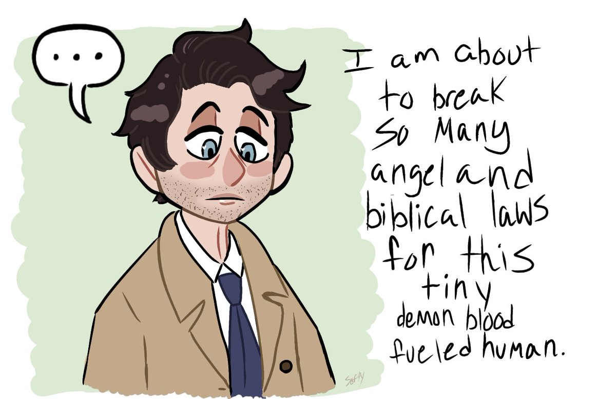 boikingofhell's tweet photo. A wild gremlin Sam encounters an angel of the lord. That's it, that's the whole post. #sastiel #samstiel #samcas #samwinchester #Castiel #deanwinchester #SPNfandom #SPNfamily #supernaturalart #supernaturalcw #supernaturalfanart https://t.co/sXnYCdp93Y