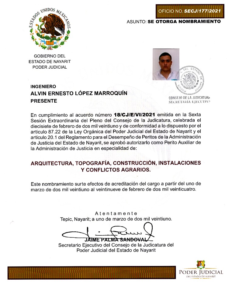 LomaConsulta's tweet photo. El equipo que conforma LÓPEZ MARROQUÍN CONSULTORÍA «LOMA», se congratula con el nombramiento del Ingeniero Alvin Ernesto López Marroquín, como Perito autorizado por el Poder Judicial del estado de Nayarit.

Seguimos extendiendo nuestros servicios profesionales.

#SomosLOMA https://t.co/jbgbKLXqpv