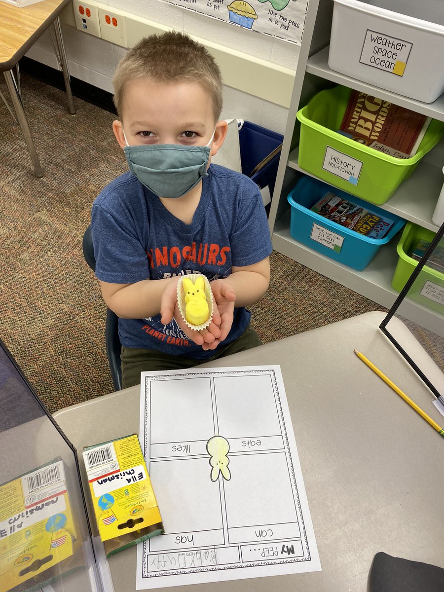 dclingingsmith1's tweet photo. This “Peeps Pet Store” appeared today in our room! 🐰 Friends each chose a baby peep that they are keeping safe this week!! We named and described each peep too! #lastweekbeforebreak #takingcareofourpeeps #nameslikeFlowerandFluffy #fabulousfirsties #enjoytheview @VV_Voyagers https://t.co/NMZ5BCQjKK