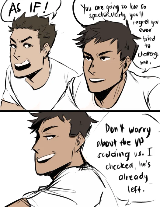 it's canon that for all of Daichi's maturity, he's competitive as hell to the point of rowdiness, even if the reward is just bragging rights against the basketball captain #haikyuu #haikyuufanart #daichisawamura #thatbasketballcaptain 