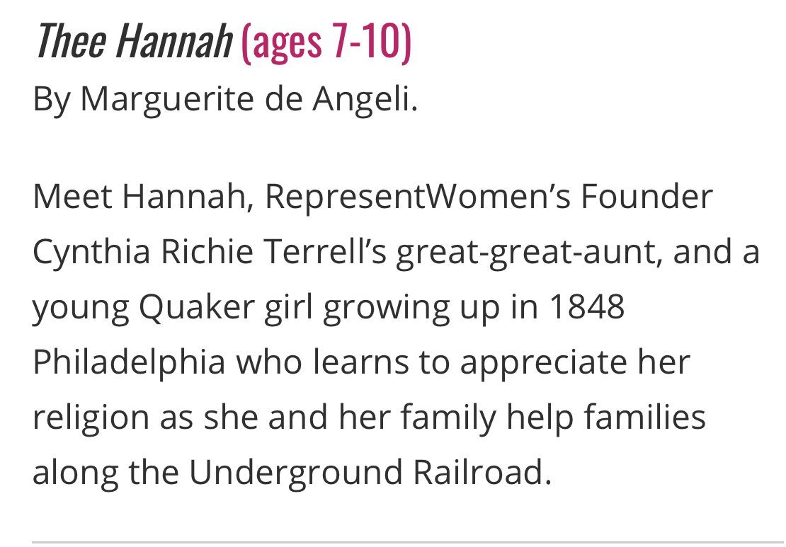 CynthiaRTerrell's tweet photo. Great to see @RepresentWomenโs collection of ๐ for children again which includes the story about my great great aunt Hannah โค๏ธ#28DaysForERA https://t.co/XhIiQNe4e2