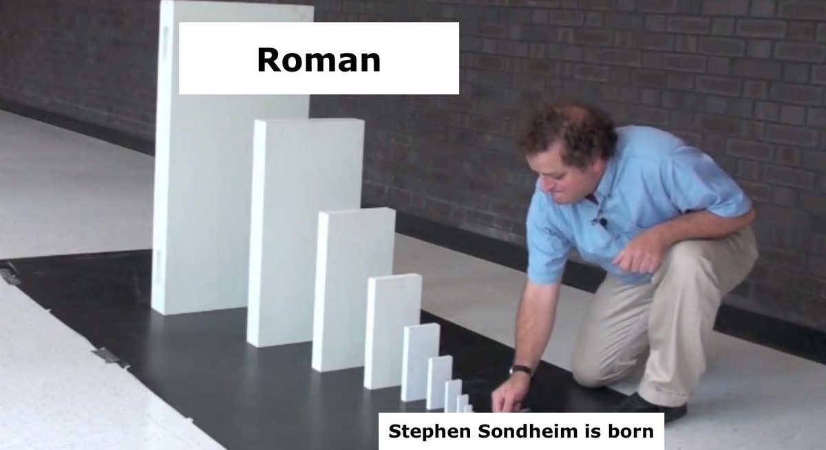 ThomasSanders's tweet photo. Happy Birthday to Stephen Sondheim! Without him, Into the Woods wouldn’t exist, which means I wouldn’t have been a part of it and the prince costume wouldn’t have been made, which means there’d be no Vine prince character, which means there’s be no Roman. https://t.co/I9Yi4ORYHc