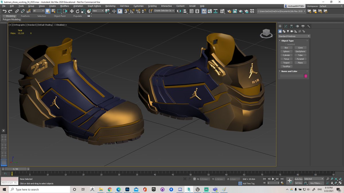 YHWHGames's tweet photo. Day 45 of 313
#CatherineSalinas Finished up our Jordan concept! Time to get into the details!!! Thank you John Brown III!
#3DModeling #3DModels #3DMax4Life #GameDevLifestyle #UnrealEngine #UE4 #Batman #Jordan #MichaelJordan #Jordan36 #BatmanReturns #Jordan6 #YHWHGames #Nike https://t.co/Qvxlxr8mYa
