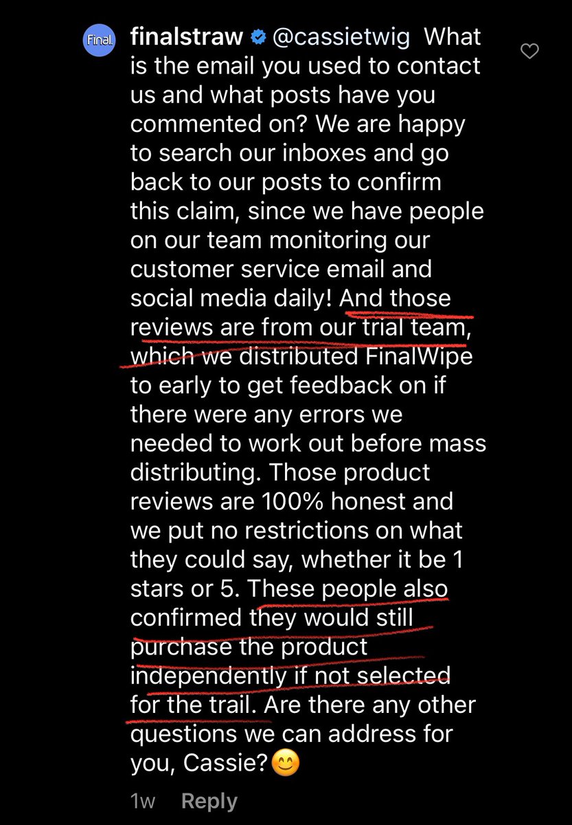 CassieAtLarge's tweet photo. Hey @FinalStraw just want to be clear, were you lying about “Verified Buyers” actually being your Trial Team and no one who placed orders got them before Kickstart Backers. Or are you lying on Kickstarter and all those reviews are from actual buyers who got them before Backers? https://t.co/dHKt7yBIm3