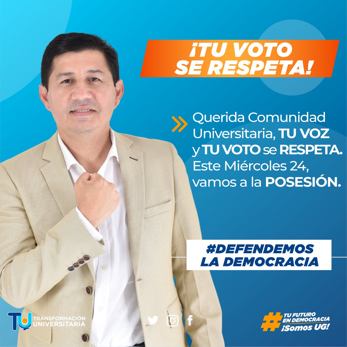 PacoRector's tweet photo. ✅Tu voto se RESPETA
VAMOS A LA POSESIÓN‼️
Este Miércoles 24 de marzo 2021
#TodosConPaco
#TodosSomosUG
#VamosAlaPosesión https://t.co/kse1da6xf4