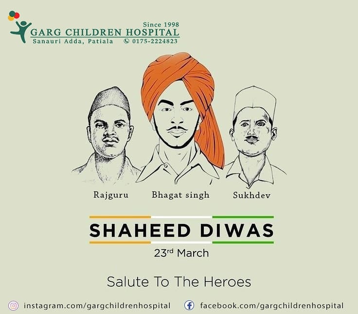 GargHospital's tweet photo. Garg Children Hospital salutes to the Heroes who sacrificed their life for Independent India.

#BhagatSingh #Salutetoallheroes
#GargChildrenHospital
#BestHpspital #BestHospitalSince1998
#BestDoctors #ExperiencedDoctors
#BestinNICU #BestinChildCare #AffordbleCharges #BestinPatiala https://t.co/E35QTHkx2f