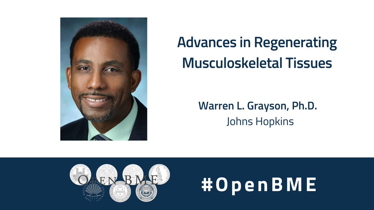 CWRUBME's tweet photo. Live-stream today's #OpenBME seminar featuring Dr. Warren L. Grayson of @HopkinsMedicine at 4 p.m. EST.
Watch Dr. Grayson's talk, 'Advances in Regenerating Musculoskeletal Tissues', hosted by @NorthwesternBME, here: https://t.co/cvYZk5Fgbd https://t.co/lKineFIZzp