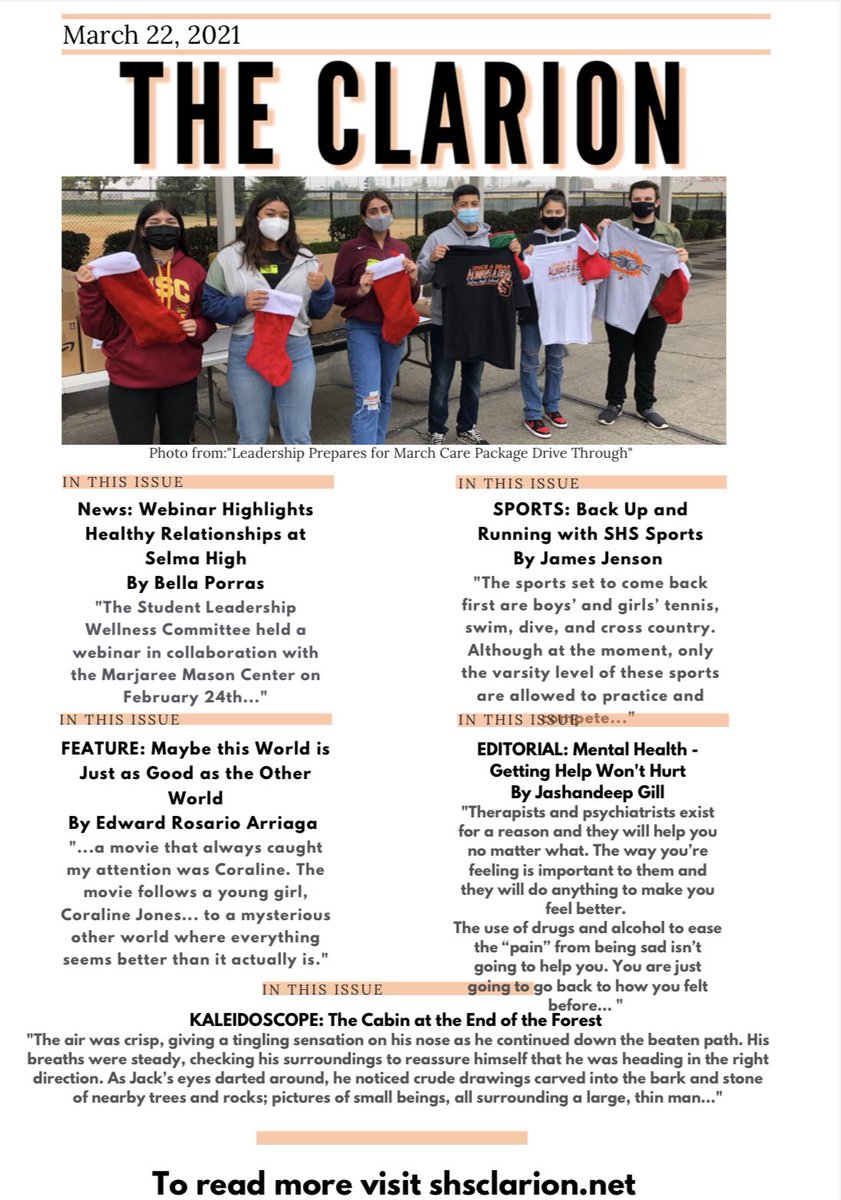 shsclarion's tweet photo. The March issue of The Clarion is out! ‼️🗞🐻 Go check it out at https://t.co/rGBQVW1lr0 https://t.co/oje51mUyhF