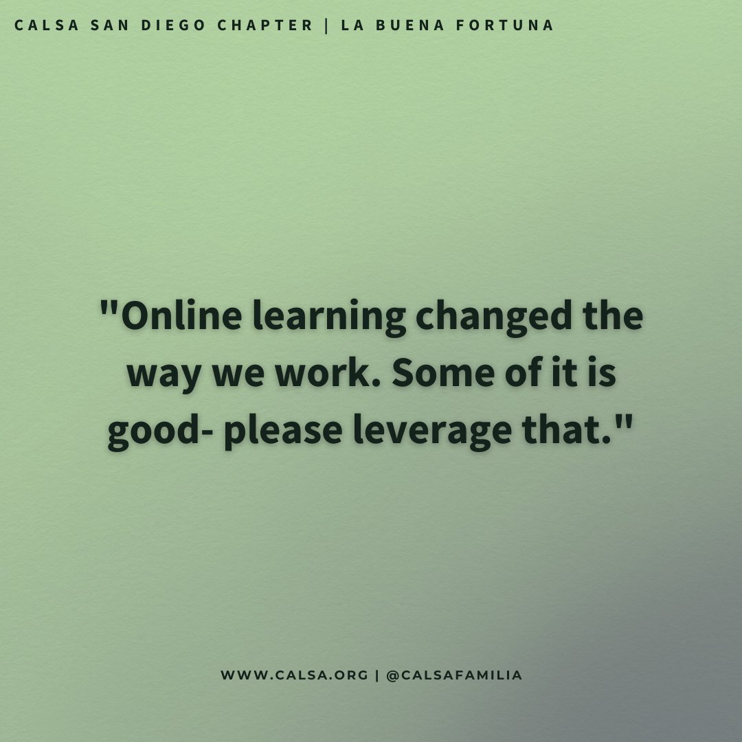 During our La Buena Fortuna webinar, our student panel kindly shared key points for educators to consider. 

There's much work still to be done as a community to cater to our student's needs and more. Together, let's redefine leadership. Join our purpose: bit.ly/2PlCZuB