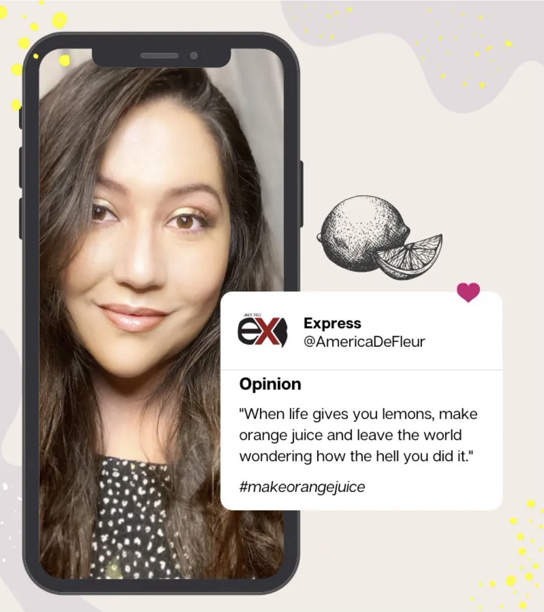 saccityexpress's tweet photo. When life gives you lemons, make orange juice and leave the world wondering how the hell you did it
📝 @AmericaDeFleur 
Article at: https://t.co/ey1YA06SOB
#iamsaccity #journalismmatters #opinion #fostercare #publishedauthor #writer #saccitycollege #lrccd #studentjournalism https://t.co/C9PO54h68m
