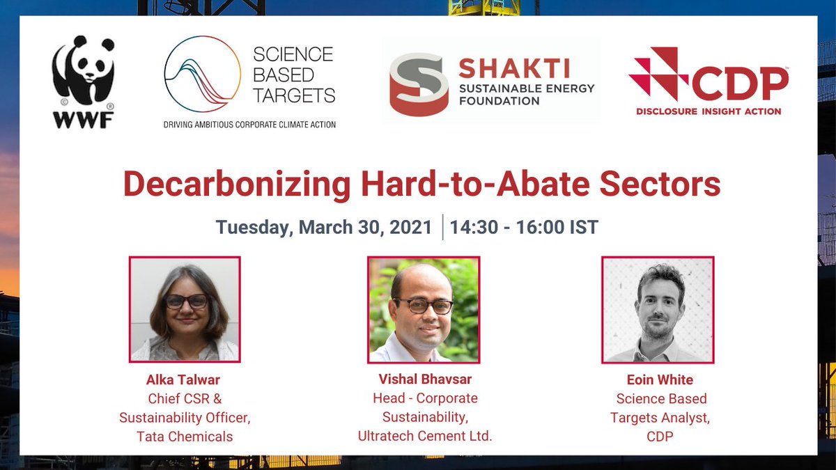 Hear how industry leaders @TataChemicals @UltraTechCement are decarbonizing their value chains and improving #EnvironmentalTransparency @sciencetargets #ClimateAction
Find out more: bit.ly/3cZo6q2