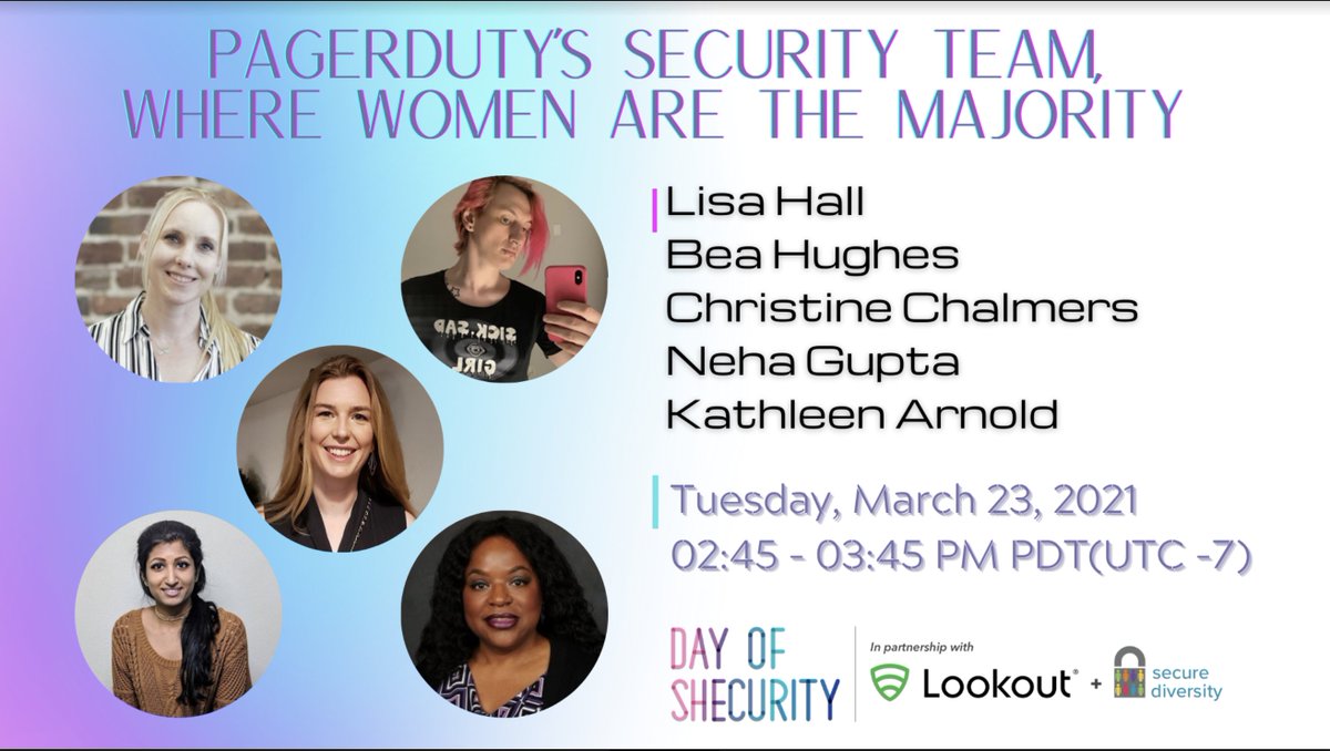 We are excited to be speaking at <a href="/DayOfShecurity/">Day of Shecurity</a>, this Tuesday, March 23rd, from 2:45 - 3:45 PST- Registration is open- we'd love to see you there!  dayofshecurity.com