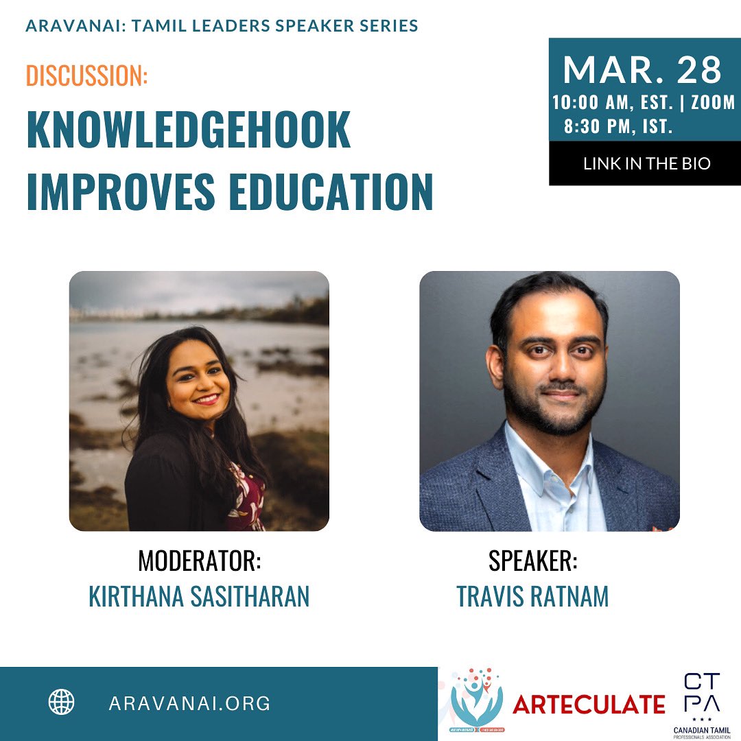 aravanaicanada's tweet photo. Kirthana, a journalist from CBC, will be moderating our second call with Travis whom found a way to raise $20 MILLION for @knowledgehook! 
https://t.co/D3ofRgS05e https://t.co/cch3FTvZru